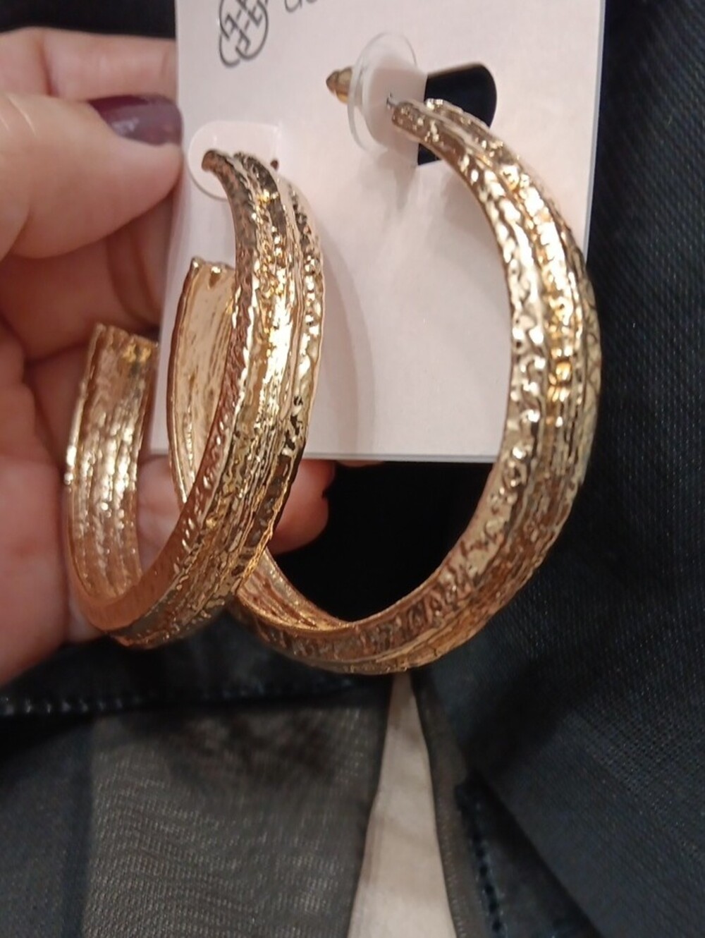 Daisy Fuentes Textured Gold Hoop Earrings